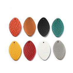 (52) Непрозрачная лаванда Кулоны из экологически чистой воловьей кожи, овальные, разноцветные, 28.5x17x1.5 мм, отверстие : 1.5 мм