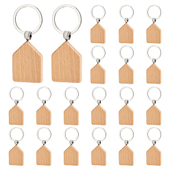 Цвет Древесины Деревянный брелок, с железным кольцом, пятиугольник, деревесиные, 8 см