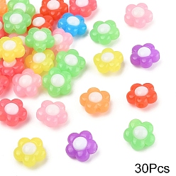 (52) Непрозрачная лаванда 30шт. двухцветные непрозрачные акриловые бусины, имитация желе, цветок, разноцветные, 16x16x9 мм, отверстие : 2.8 мм