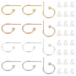 Mixed Color 304 Stainless Steel Earring Hooks, Mixed Color, 64pcs/box