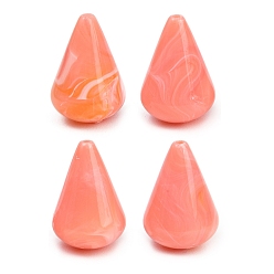Светло-Коралловый Непрозрачные акриловые бусины, имитирующие драгоценные камни, слеза, два тона, свет коралловый, 26x17.5 мм, отверстие : 2 мм, Около 140 шт / 500 г