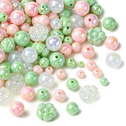 Gemischte Farbe 250g UV-beschichtete, schillernde, undurchsichtige Acrylperlen in Regenbogenfarben, Nachahmung Gelee, gemischte Größen, Runde, Gemischte Farbe, 6~20x10 mm, Bohrung: 1.8~3 mm, ca. 210 Stk. / 250 g