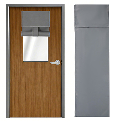 Gray Polyester Door Curtain with Hook and Loop Fastener, Gray, 1320x325x1mm