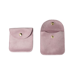 Flamingo Velvet Jewelry Storage Bags with Snap Button, for Earrings, Rings, Necklaces, Square, Flamingo, 6.5x6.5cm