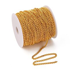 Golden Iron Twisted Chains Curb Chains, Unwelded, Golden, with Spool, Link:4x6mm, 1mm thick, about 164.04 Feet(50m)/roll
