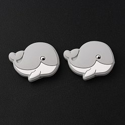 Light Grey Dolphin Food Grade Eco-Friendly Silicone Beads, Light Grey, 21x29x9mm, Hole: 2mm