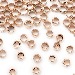 Розовое Золото Зажимные бусины из латуни, розовое золото , 3.5x2 мм, отверстие : 2 мм