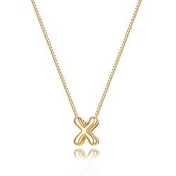 Letter X Латунные ожерелья с цепочкой-подвеской в форме коробки для женщин, золотые, Письмо X, 16.54 дюйм (42 см)