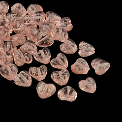 Темный Лосось Ручная работа светящиеся бусины, сердце, темный лосось, 11~12x12~13x7~8 мм, отверстие : 1~2 мм