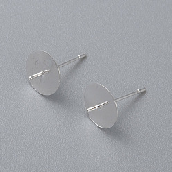 Серебро 304 Выводы серьги из нержавеющей стали шпилька, за половину пробурено бисера, серебряные, 13.5x10 мм, штифты : 0.8 мм