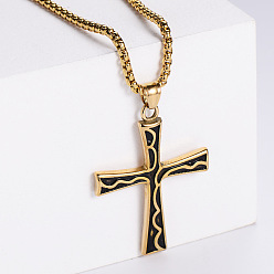 Золотой Мужской крест в стиле ретро-рок-панк 304 ожерелья с подвеской из нержавеющей стали, золотые