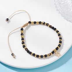 Натуральный Агат Звезды 201 из нержавеющей стали шарм браслеты, Браслеты из круглых бусин из натурального окрашенного агата для женщин, с плоскими круглыми латунными бусинами, внутренний диаметр: 2~3-1/4 дюйм (5.15~8.3 см)