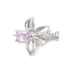 Платина Латунные микро проложить кубического циркония раз за застежками, без кадмия, без никеля и без свинца, цветок, платина, 27 мм