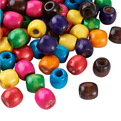 (52) Непрозрачная лаванда 200шт. окрашенные бусины из натурального клена, баррель, без свинца, разноцветные, 16x16~17 мм, отверстие : 8 мм