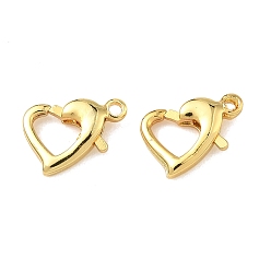 Золотой Сердце латуни омаров коготь застежками, стойки покрытие, долговечный, золотые, 7x10x2.5 мм, отверстие : 1 мм