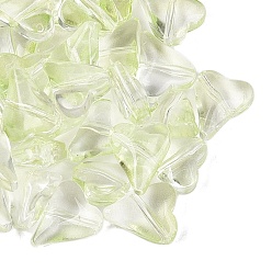Green Yellow Transparent Glass Beads, Heart, Dyed & Hearted, Green Yellow, 12x10x5~5.5mm, Hole: 1~1.2mm, about 1587pcs/1000g
