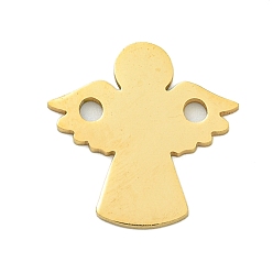 Настоящее золото 18K Ионное покрытие (IP) 201 Шарм соединителей из нержавеющей стали, ссылка на ангела, лазерная резка, реальный 18 k позолоченный, 14.5x15x1 мм, отверстие : 1.8 мм