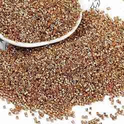 Шоколадный Гальванизируйте стеклянных шариков семени, металлических цветов, цилиндр, цвет шоколада, 1.6x1.3 мм, отверстие : 0.8 мм, Около 60000 шт / фунт