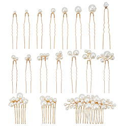 Золотой 6шт. железные смоляные заколки для волос и 12шт. железные смоляные заколки для волос для женщин, золотые, 43.5~83x11~73x9~12 мм