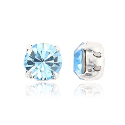 60000 Aquamarine Preciosa® maxima crystal в пришивной чашке, чешский хрусталь, с настройками латуни, 719 37 081 шатон (круглый), серебряные, 60000 аквамарин, ss 39 (8.15~8.4 мм)