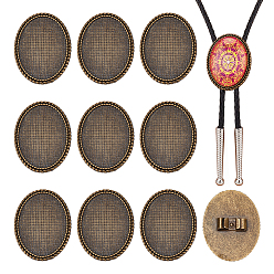 Античная Бронза 12шт. застежки-кабошоны для галстуков-боло из цинкового сплава, пустые шлепанцы для галстука-боло, низкопрофильные аксессуары, овальные, античная бронза, лоток : 40.5x30.5 мм, 46x36x6.5 мм