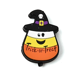 Corn Halloween Silicone Beads, Focal Beads, Trick-or-Treat Candy Corn, 30.5x21.5x7.5mm, Hole: 3mm