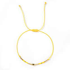 Желтый Браслеты из плетеного бисера со стеклянными бусинами для женщин, регулируемые браслеты шнур, желтые, 11.02 дюйм (28 см)