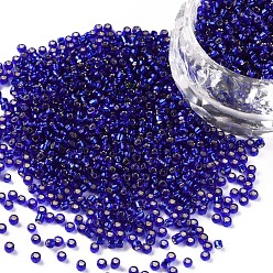 Midnight Blue 12/0 Grade A Round Glass Seed Beads, Silver Lined, Midnight Blue, 12/0, 2x1.5mm, Hole: 0.3mm, about 30000pcs/bag