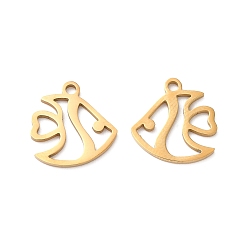 Fish 201 подвески из нержавеющей стали, лазерная резка, Тема океана, золотые, рыба, 13x13x1 мм, отверстие : 1.5 мм