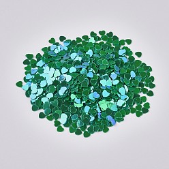 Зеленый Украшение аксессуаров пластиковая пайетка / блестки бисер, нет отверстий / неосвещенных бусинок, сердце, зелёные, 2.7x3x0.3 мм, о 173075 шт / фунт