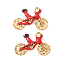 Красный 304 подвески из нержавеющей стали, с эмалью, ионное покрытие (ip), реальный 18 k позолоченный, велосипедные прелести, красные, 16.5~17x25.5~26.5x4 мм, отверстие : 3 мм