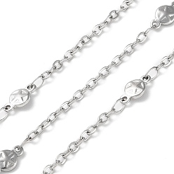 Нержавеющая Сталь Цвет Устойчив к потускнению 304 нержавеющая сталь плоская круглая с цепями со звездообразными звеньями, пайки, с катушкой, цвет нержавеющей стали, 2.8x2x0.5 мм, 9x4.5x1.8 мм, около 10 м / рулон