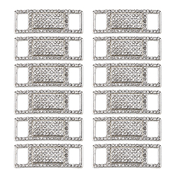 Платина 12шт. пряжка для шнурка из сплава со стразами, прямоугольные, платина, 10.5x30x2 мм, отверстие : 7x4 мм