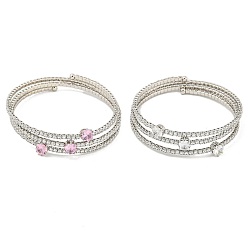 (52) Непрозрачная лаванда Браслеты с открытыми манжетами и открытыми манжетами с покрытием из латуни, прозрачным фианитом, долговечный, без свинца и без кадмия, платина, разноцветные, внутренний диаметр: 2-1/8 дюйм (5.3 см), 13 мм