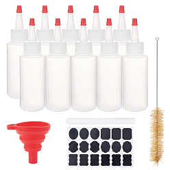 White DIY Glue Bottles Kit, with Plastic Glue Bottles & Caps, Silicone Funnel Hopper, Pig Hair Beaker Brush, Chalkboard Sticker Labels, Art Marker Pen, White, 101x38mm, Capacity: 80ml, 16pcs/set
