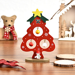 Red Christmas Tree Wooden Display Decorations, for Christmas Party Gift Home Decoration, Red, 137x90x35mm