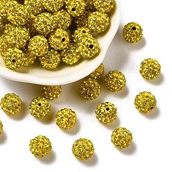 Желтый Pave disco бусины, Бусины со стразами, полимерная глина , класс А, круглые, цитрин, горный хрусталь: стр 13 (1.9~2 мм), 6 ряды страз, 10 мм, отверстие : 1.5 мм