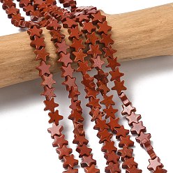 Красный Камень Натуральные красные яшмы бусы пряди, звезда, 6x6x2 мм, отверстие : 0.7 мм, около 72 шт / нитка, 14.96'' (38 см)