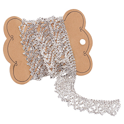 Crystal Brass Glass Rhinestone Strass Chains, for Sewing Wedding Decoration, with Card Paper, Crystal, 24x2.5mm, 0.5yard/set