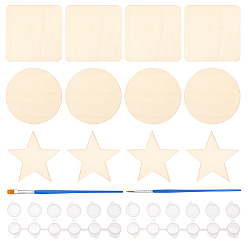 BurlyWood DIY Painting Kits, Plastic Paint Pots Strips, Wood Cabochons, Plastic Paint Brushes Pens, BurlyWood, 36pcs/set