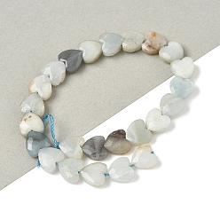 Flower Amazonite Натуральный цветок амазонитовые бусины пряди, сердце, граненые, 8x8x3.5~4 мм, отверстие : 0.7 мм, около 25 шт / нитка, 7.09'' (18 см)