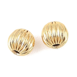 Plaqué 18K Or Véritable Perles d'espacement en laiton shegrace, sans cadmium et sans nickel et sans plomb, ronde, ondulé, réel 18 k plaqué or, 6mm, Trou: 1.6mm
