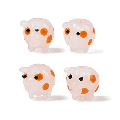 WhiteSmoke Handmade Bumpy Lampwork Beads, Pig with Polka Dot Pattern, WhiteSmoke, 12x14x14mm, Hole: 1.8mm