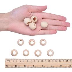 Antique White Natural Unfinished Wood Beads, Macrame Beads, Round Wooden Large Hole Beads for Craft Making, Antique White, 19~20x15~16mm, Hole: 9~10mm