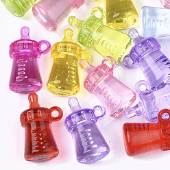 Mixed Color Transparent Acrylic Pendants, Feeder, Mixed Color, 34x21x16.5mm, Hole: 2.5mm, about 93pcs/500g