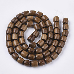 Saddle Brown Undyed & Natural Wenge Wood Beads Strands, Waxed, Barrel, Saddle Brown, 12.5~14.5x11.5~13mm, Hole: 2mm, about 62pcs/strand, 32.68 inch
