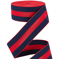 Roja Banda elástica ancha plana de nailon a rayas, para la ropa, accesorios de la ropa, rojo, 40 mm, 4.7 yardas