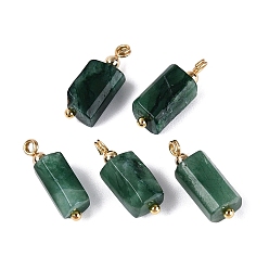 Fuchsite Natural Fuchsite Pendants, Column Charms, with Golden Tone Brass Findings, Faceted, 16.5~18.5x5.5~7.5x5.5~7.5mm, Hole: 1.6~2mm, about 5pcs/bag