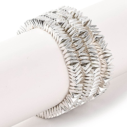 с Покрытием Серебра Гальванические нити из синтетических немагнитных гематитовых бусин, витой квадрат, со серебряным покрытием, 3x3x1 мм, отверстие : 1 мм, около 352 шт / нитка, 15.91'' (40.4 см)