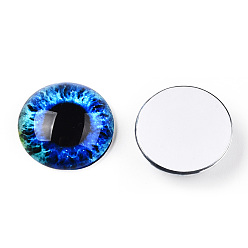 Синий Кабошоны из стекла, полукруглый с глазом, синие, 20x6.5 мм